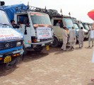 Trucks Loaded with Relief Material for Uttrakhand